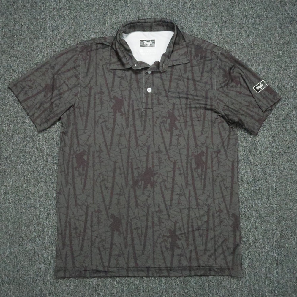 Waggle Shirt Mens Small Black Gray Sasquatch Bigfoot Performance Golf Polo